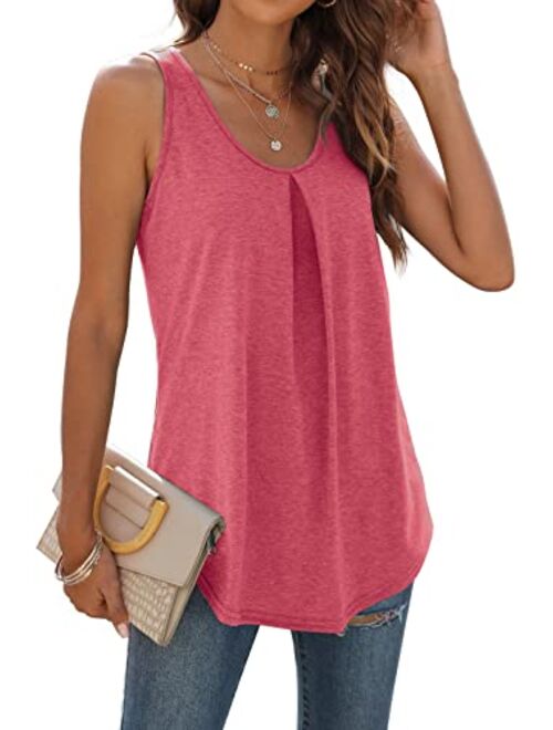 WIHOLL Tank Tops for Women Loose Fit Summer Tops V Neck Sleeveless Tanks Trendy