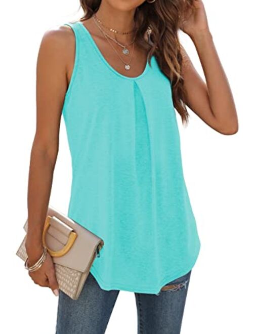 WIHOLL Tank Tops for Women Loose Fit Summer Tops V Neck Sleeveless Tanks Trendy