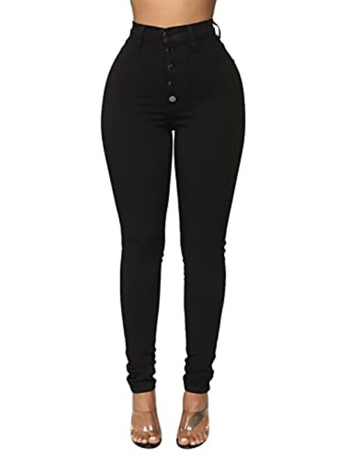 KUNMI Womens Curvy High Waist Stretch Butt Lifting Skinny Colombian Jeans