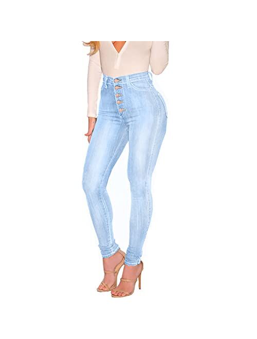 KUNMI Womens Curvy High Waist Stretch Butt Lifting Skinny Colombian Jeans