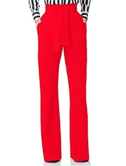 LKOUS Women's Stretchy High Waisted Wide Leg Button-Down Pants