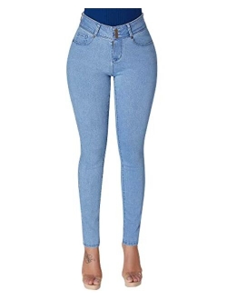 Roswear Women's High Waisted Skinny Stretch Butt Lifting Jeans