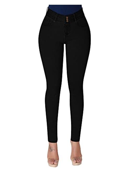 Roswear Women's High Waisted Skinny Stretch Butt Lifting Jeans