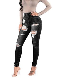 KUNMI Womens Classic High Waisted Skinny Stretch Butt Lifting Jeans Slim Fit Denim Pants