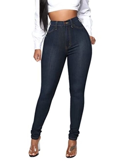 KUNMI Womens Classic High Waisted Skinny Stretch Butt Lifting Jeans Slim Fit Denim Pants