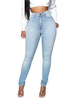 KUNMI Womens Classic High Waisted Skinny Stretch Butt Lifting Jeans Slim Fit Denim Pants