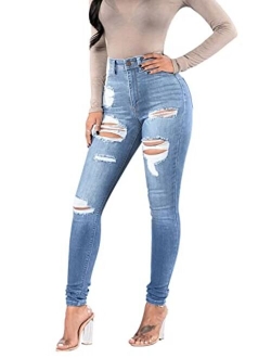 KUNMI Womens Classic High Waisted Skinny Stretch Butt Lifting Jeans Slim Fit Denim Pants