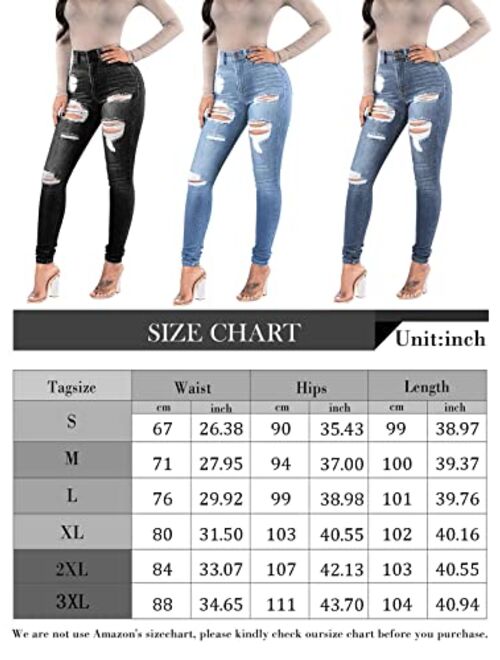 KUNMI Womens Classic High Waisted Skinny Stretch Butt Lifting Jeans Slim Fit Denim Pants