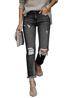 Skirt Bl Women's High Waisted Stretch Ripped Skinny Jeans Juniors Destroyed Butt Lifting Denim Pants