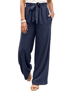 NIMIN Wide Leg Pants for Women High Waisted Business Casual Pants Work Pants Loose Flowy Summer Beach Pants with Pockets