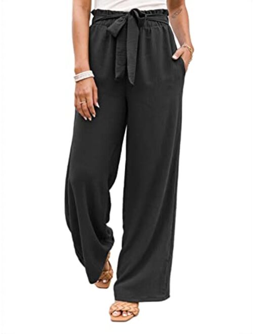 NIMIN Wide Leg Pants for Women High Waisted Business Casual Pants Work Pants Loose Flowy Summer Beach Pants with Pockets