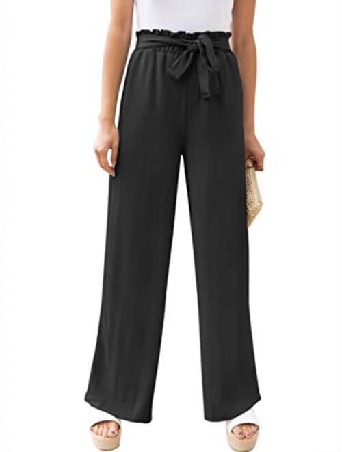 NIMIN Wide Leg Pants for Women High Waisted Business Casual Pants Work Pants Loose Flowy Summer Beach Pants with Pockets