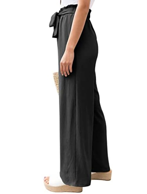 NIMIN Wide Leg Pants for Women High Waisted Business Casual Pants Work Pants Loose Flowy Summer Beach Pants with Pockets