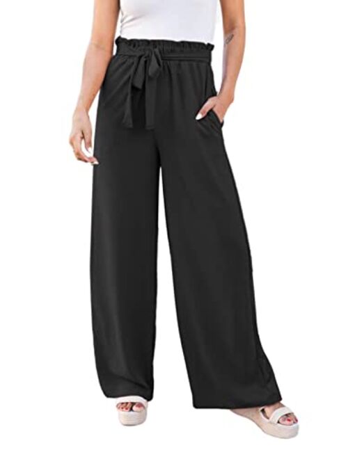 NIMIN Wide Leg Pants for Women High Waisted Business Casual Pants Work Pants Loose Flowy Summer Beach Pants with Pockets