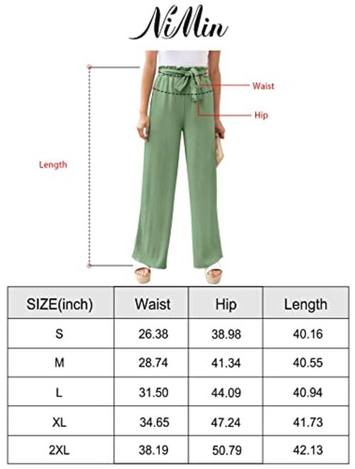 NIMIN Wide Leg Pants for Women High Waisted Business Casual Pants Work Pants Loose Flowy Summer Beach Pants with Pockets