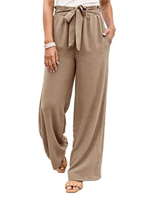 NIMIN Wide Leg Pants for Women High Waisted Business Casual Pants Work Pants Loose Flowy Summer Beach Pants with Pockets