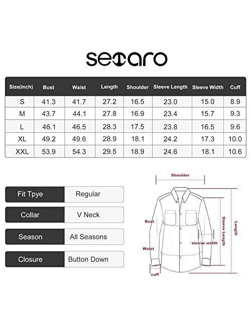 Semaro Womens Casual Button Down Long Sleeve Shirts V Neck Roll Up Cuffed Sleeve Work Solid Blouse Tops with Pockets