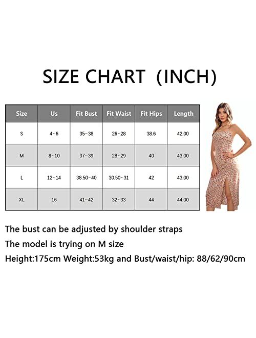 Wdstyle 2022 Women's Summer Dresses Floral Shoulder Adjustable Backless Dresses Floral Print Slit Dresses for Beach Party Clubs