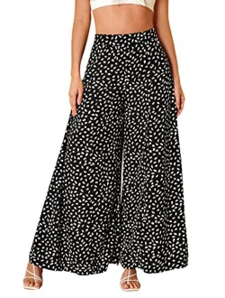 Women's Floral Print High Waist Beach Wide Leg Palazzo Pants