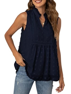 VIISHOW Women's Tops and Blouses for Summer Sleeveless V Neck Casual Tank Tops Blouse Elegant Chiffon Blouse