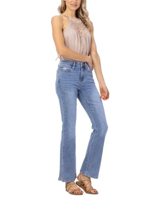 Judy Blue Light Wash High Waisted Slim Bootcut Jeans with Slit Hem