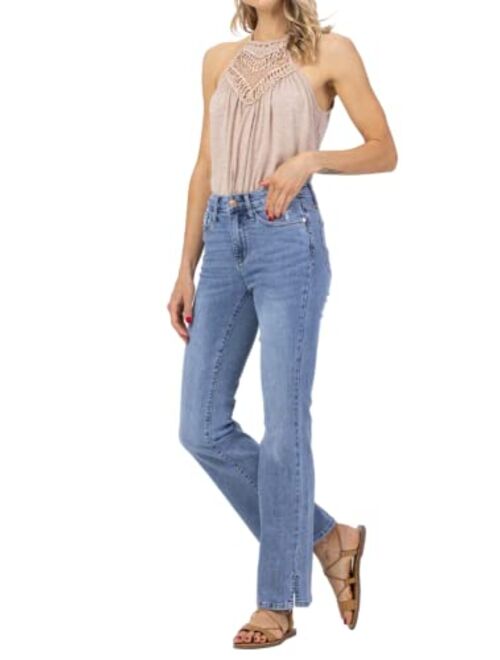 Judy Blue Light Wash High Waisted Slim Bootcut Jeans with Slit Hem