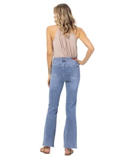 Judy Blue Light Wash High Waisted Slim Bootcut Jeans with Slit Hem