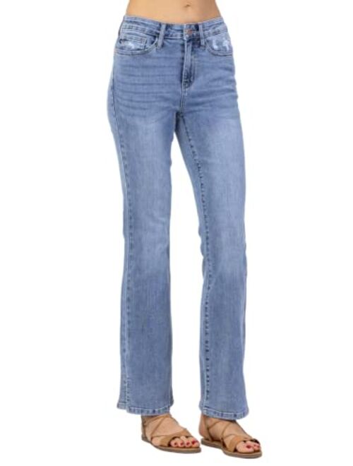 Judy Blue Light Wash High Waisted Slim Bootcut Jeans with Slit Hem