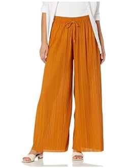 Women's Pleated Wide Leg Palazzo Pants with Drawstring