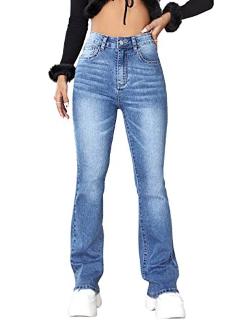 Karlywindow Womens Classic Stretch High Waist Skinny Totally Shaping Bootcut Jeans