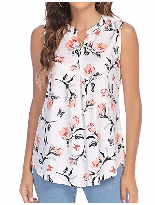 Newchoice Womens Tank Tops V Neck Sleeveless Summer Shirts Loose Casual Tops Blouse