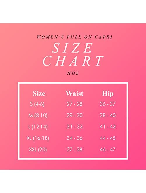 HDE Pull On Capri Pants for Women with Pockets Elastic Waist Cropped Pants