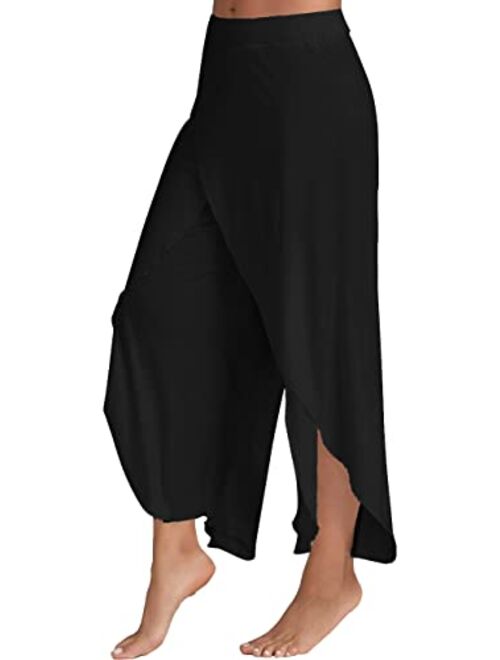 Chilomate Womens Boho Split Wide Leg Pants High Waist Palazzo Vacation Beach Trousers MY104