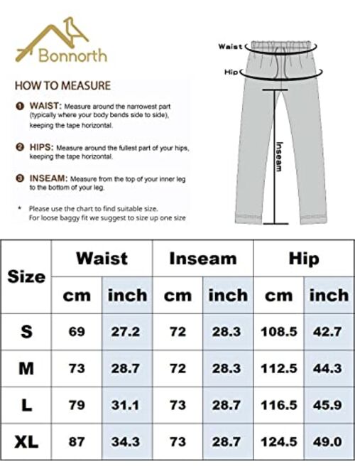 Bonnorth Women's Cotton Linen Elastic Drawstring Waist Loose Wide Leg Solid Pants with Pockets