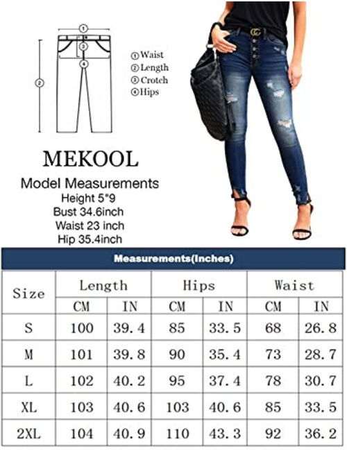 Mekool Ripped Jeans Womens high Waisted Stretch Skinny Distressed Cargo Emo Denim Pants