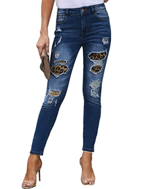 Mekool Ripped Jeans Womens high Waisted Stretch Skinny Distressed Cargo Emo Denim Pants