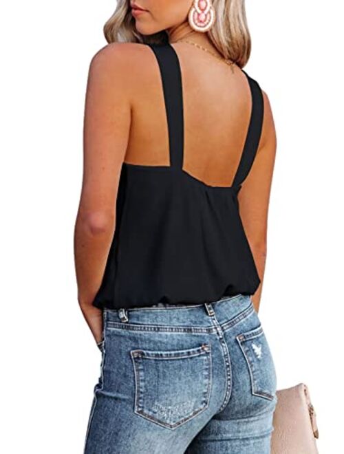 MIHOLL Womens Summer Sexy Halter Top Casual Sleeveless Tee Shirt Tank Tops