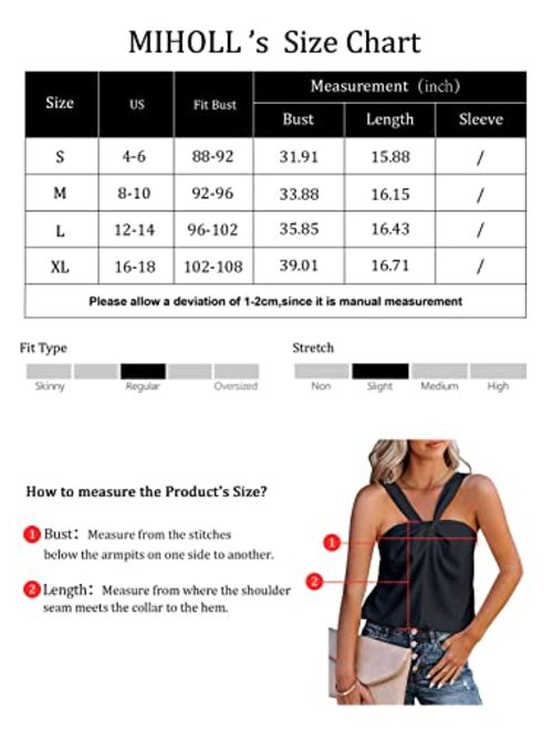 MIHOLL Womens Summer Sexy Halter Top Casual Sleeveless Tee Shirt Tank Tops