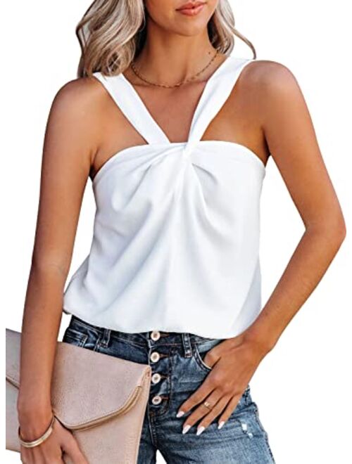 MIHOLL Womens Summer Sexy Halter Top Casual Sleeveless Tee Shirt Tank Tops