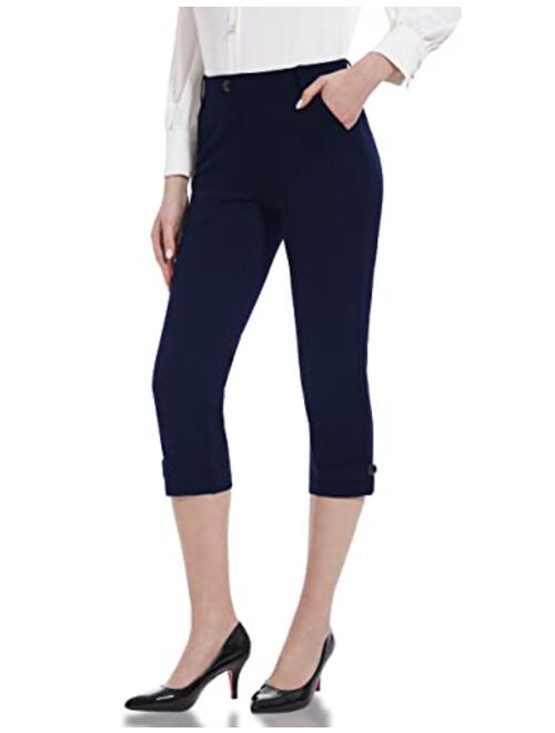 Tapata Capris for Women Casual Summer Business Professional Stretchy Dressy Wear to Work Crop Pants