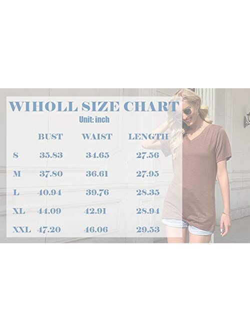 WIHOLL Womens Tops Casual Short Sleeve V Neck T Shirts