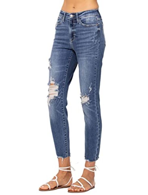 Judy Blue Women's High Waist Destroyed Relaxed Fit Jeans