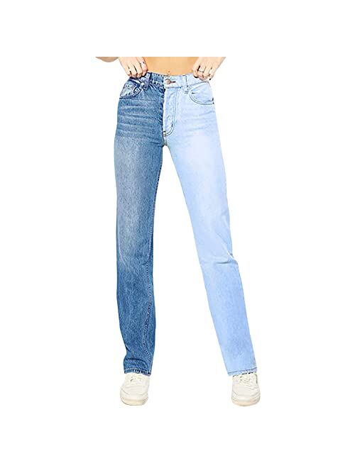 LONGYIDA Women High Rise Straight Leg Ankle Jeans Skinny Stretch Straight Crop Denim Ankle Pants