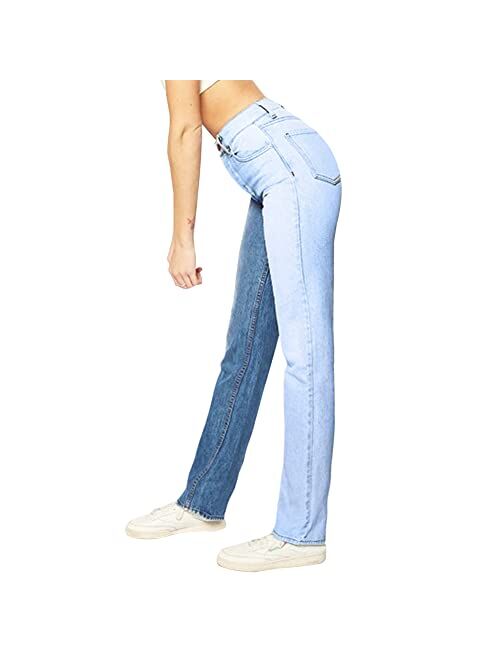 LONGYIDA Women High Rise Straight Leg Ankle Jeans Skinny Stretch Straight Crop Denim Ankle Pants