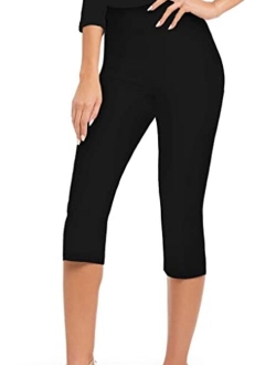 Hybrid & Company Women Stretch Pull On Business Millennium Capri Pants