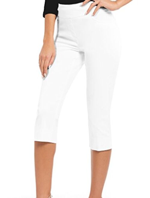 Hybrid & Company Women Stretch Pull On Business Millennium Capri Pants