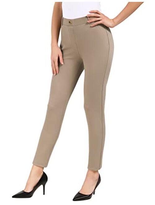 Inno Women's 28" 30" Skinny Dress Pants Slim Fit Slacks Pull-on Business Casual for Office