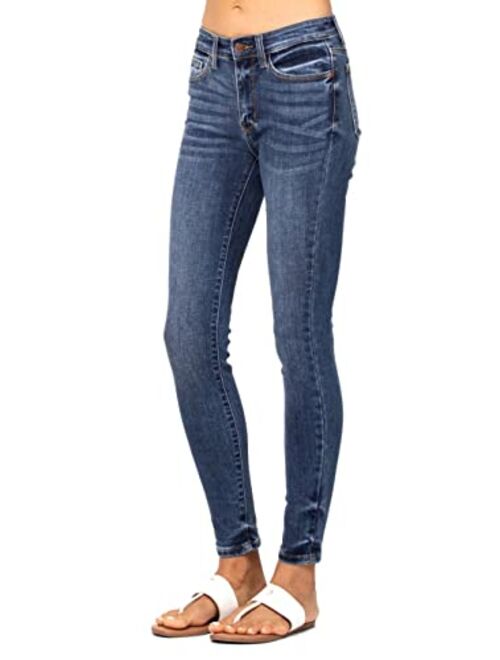 Judy Blue Mid Waist Five Pocket Handsand Skinny Jeans