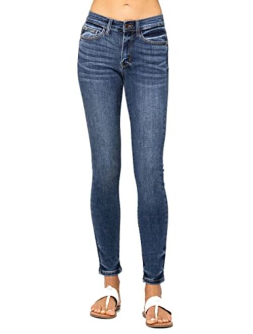 Judy Blue Mid Waist Five Pocket Handsand Skinny Jeans