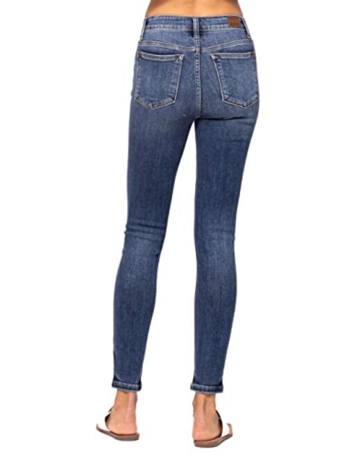 Judy Blue Mid Waist Five Pocket Handsand Skinny Jeans